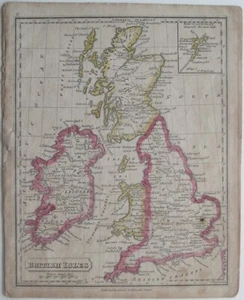 Original 1821 Map BRITISH ISLES England Scotland Ireland Wales Printed in Boston - Picture 1 of 8