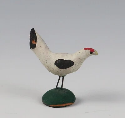 Vintage Dollhouse Miniature Folk Art Chicken Carved Wood Figure Primitive - Image 1 of 4