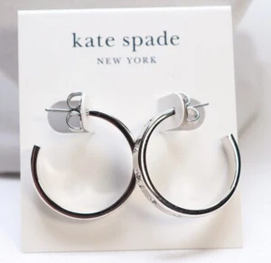 Kate Spade Silver Tone Cubic Zirconia Set in Stone Star Hoop Earrings $98 New - Picture 1 of 6