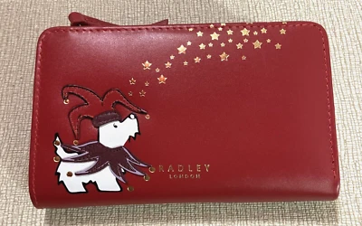 Cartera plegable de cuero Radley London Joker roja brillante nueva con etiquetas Foto 1 de 4