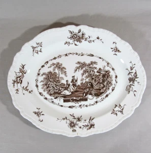 Masons 15 3/4 in. Patent Ironstone China WATTEAU Brown Transferware Oval Platter - Picture 1 of 11