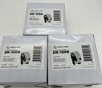 3 Count 1200 LabelsLD Compatible Brother DK-1208 Address Labels 1.4" x 3.5" - Image 1 of 4