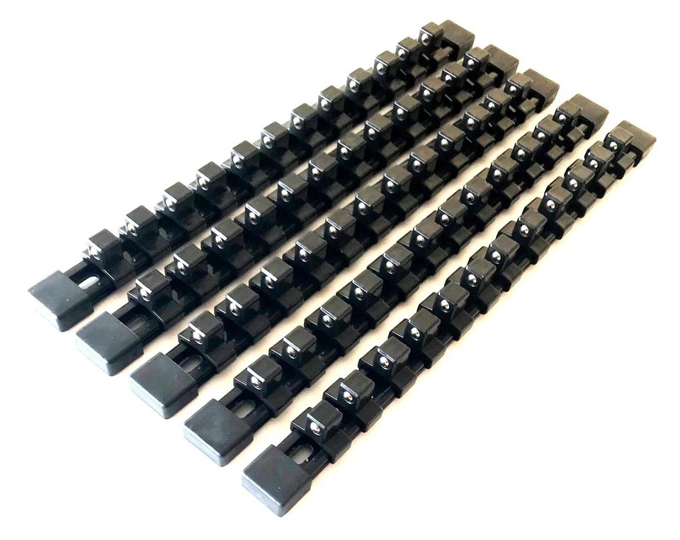 GOLIATH INDUSTRIAL TOOL 5 GOLIATH INDUSTRIAL 1/2 ABS MOUNTABLE SOCKET RAIL HOLDER ORGANIZER BLACK SH12BL