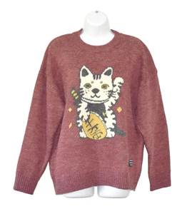 A8 NEW AIKAWAS TREE Lucky Cat Knit Winter Unisex Pullover Sweater Size M - Picture 1 of 8