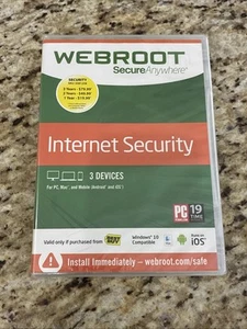 WEBROOT Secure Anywhere Internet Security - Antivirus 3 Devices NEW SEALED - Picture 1 of 3