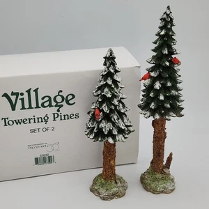 Juego de 2 imponentes pinos con pájaros cardinales Dept 56 Village 52632 - Imagen 1 de 16