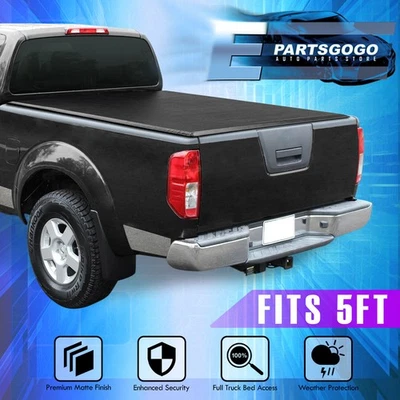 For 05-21 Nissan Frontier 5FT Truck Bed Soft Tri-Fold Waterproof Tonneau Cover Foto 1 de 4