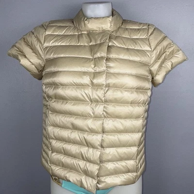 Casaco acolchoado feminino Jmclaughlin Kennedy manga curta pequeno cor champanhe - Imagem 1 de 4