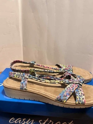 Sandália anabela Easy Street feminina Dana, tecido multi leopardo, tamanho 8 - Imagem 1 de 4