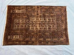 3x5 Vintage Afghan Rug, Terracotta Faded Tribal Wool Accent Oriental Carpet, - Picture 1 of 10
