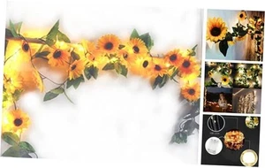 2 Pack 8.8FT Artificial Sunflower Garland with 100 LED Fairy String - Picture 1 of 8