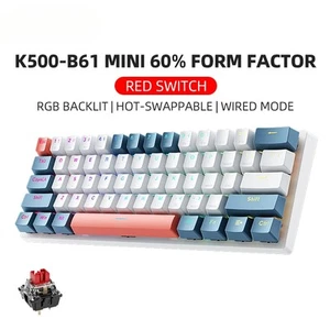 Mini Mechanical Keybaord 60% Form Factor 61Keys Gaming Keybaord Wired Full Key - Picture 1 of 19