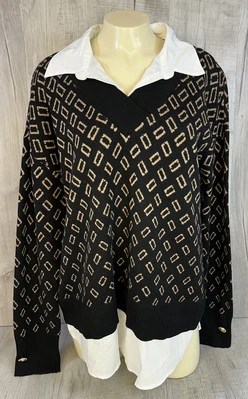 Combo de camisa/suéter con cuello superior Anne Klein 1 pieza adjunta para mujer talla XL Foto 1 de 4