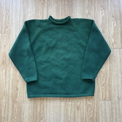 Vintage 1990s J Crew Oarsman fisherman knit sweater moss green size medium - Image 1 of 4