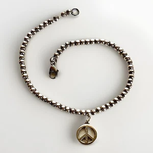Tiffany & Co Sterling Silver Peace Sign Beaded Bracelet, 7 inches - Picture 1 of 6