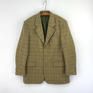 Bob Parratt Tweed Jacket Mens 40R Green Windowpane Wool Hacking Sports Blazer - Picture 1 of 17
