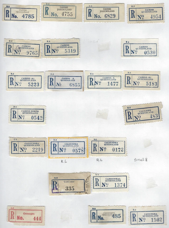 Etiquetas de registro de Australia Queensland Cairns, Caloundra, Camoweal, Canungra + Foto 1 de 1