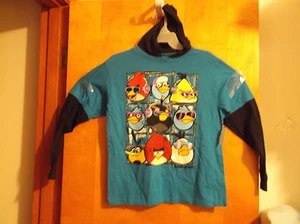 NEW.FIFTH SUN   BLUE ANGRY BIRDS BOY'S T' SHIRTw/ BLACK SLEEVES & HOODIE...#4 - Picture 1 of 3