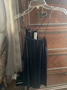 Hennes collection black sleeveless tank top/blouse Leather Trim  size large - Picture 1 of 6