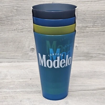 Cerveza Modelo 4-Pack 20oz Plastic Glasses Man Cave Beer BBQ Bar Set Dad Gift - Image 1 of 4
