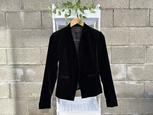 $395 Theory Lanai Open Front Blazer Black Velvet Lined Womens 2 - Picture 1 of 7