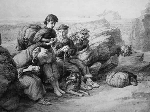 c1893 Druck A REST BY THE WAY - PEAT KEYSHIES Leben in Shetland von Frank Barnard - Bild 1 von 5