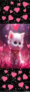 LITTLE WHITE KITTEN, CAT WITH PINK HEARTS, KITTEN-UNIQUE Exquisite Bookmarks - Bild 1 von 1
