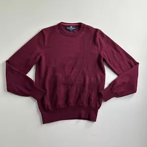 Big PSYCHO BUNNY Pullover Red Sweater 100% Merino Wool Sweatshirt Mens Size XS - Picture 1 of 11