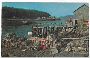 Vintage Postkarte - Ein typisches Fischerdorf in Maine - Bild 1 von 2