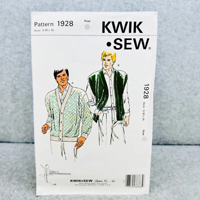 Kwik Sew 1928 Cardigan Jacket and Vest Button Front Mens Size S XL Pattern - Image 1 of 4