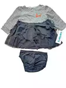 Carter's Baby Girl Newborn 2pc Halloween Tutu Jersey Dress BOO Long Sleeve Tulle - Picture 1 of 3