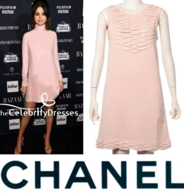 4K Mint Chanel 2015 Pink Stripe Knit Stretch Dress 36 38 40 4 6 8 Top 15c S M L - Image 1 of 4