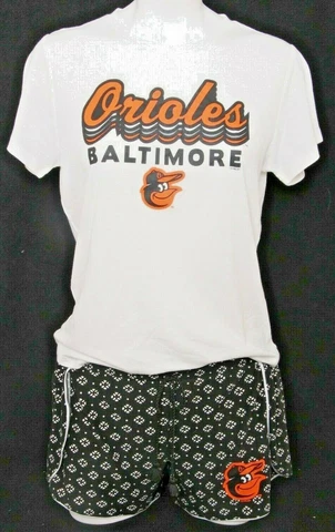 NEW Baltimore Orioles Concepts Sports 2-Piece Shorts Tee Shirt Pajamas Women's M Cover