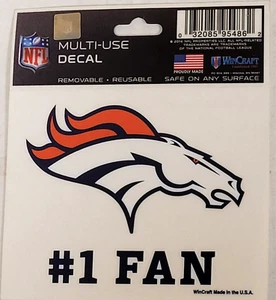 NFL Denver Broncos - Calcomanía multiuso, nueva (#1 fan) - Imagen 1 de 2
