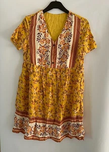 Damen Damen gelb Blumenmuster kurzärmlig Freizeit Strand Sommerkleid - Bild 1 von 5