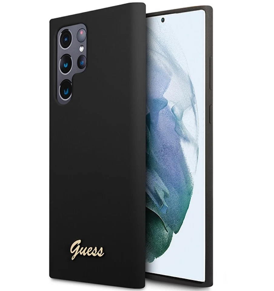 Guess Custodia Rigida Nero Copertura Oro Logo per Samsung Galaxy S23 Ultra S918 - Immagine 1 di 1