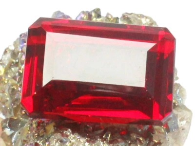 AAA+ 84.25 Ct. Mozambique Blood Red Ruby Emerald Cut Loose Gemstone @Best Price - Image 1 of 4