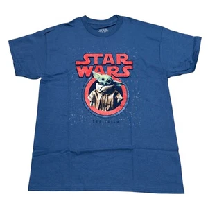 Star Wars Boys XXL (18) Denim Blue Mandalorian The Child Graphic Print T-Shirt - Picture 1 of 6