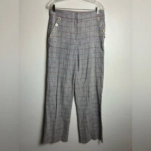 VERONICA BARBA taglia 10 pantalone FRIEDMAN pantalone donna a quadri misto lino ufficio - Foto 1 di 16