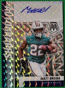 Matt Breida 2021 Mosaic Silver Prizm Auto A-MB Miami Dolphins Buffalo Bills - Foto 1 di 2