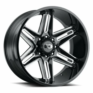 22" Vision 363 Razor Gloss Black Milled Spoke Wheel 22x10 8x180 Truck Rim -19mm - Picture 1 of 11