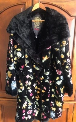 Abrigo Johnny Was bordado de piel sintética negro talla XL - Como nuevo Foto 1 de 3