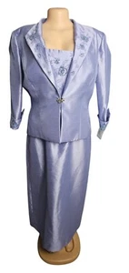 Cachet Lavender Beaded Embroidered Jacket & Formal Dress Womens 18 NWT Glam - Picture 1 of 24