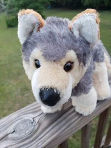 Peluche de pie Aurora World 12" gris lobo de madera realista - Imagen 1 de 9