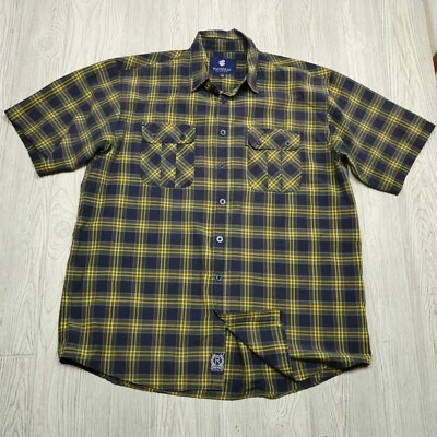 Camisa Clásica Vintage Rocawear Talla 3XB Azul Amarillo Cuadros Algodón Poliéster Foto 1 de 4