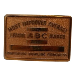 Bowling League Belt Buckle Most Improved Average American Congress Bowler - Picture 1 of 9