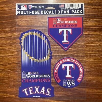 Texas Rangers World Series 2023 Champions 3 Pack Multi-Use Decals MLB NEW - Image 1 of 3