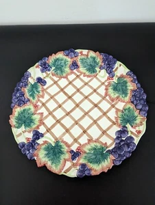 13" Fitz Floyd Grape Thanksgiving Banquet Majolica Serving Platter Tray 1993 - Picture 1 of 7
