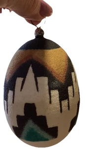 Navajo Native American Sand Art Painting Genuine Egg - Picture 1 of 5