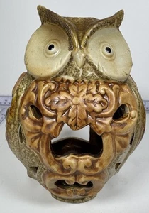 CRACKER BARREL FALL HARVEST 6 1/2” HALLOWEEN CERAMIC OWL CANDLE HOLDER - Picture 1 of 3